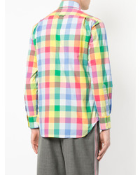 Chemise à manches longues à carreaux multicolore Thom Browne