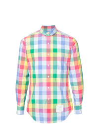 Chemise à manches longues à carreaux multicolore Thom Browne