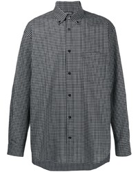 Chemise à manches longues à carreaux noire et blanche Balenciaga