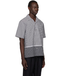 Chemise à manches longues à carreaux noire et blanche Dunhill