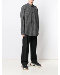 Chemise à manches longues à carreaux noire et blanche Balenciaga