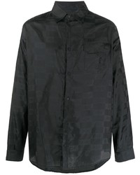 Chemise à manches longues à carreaux noire 424