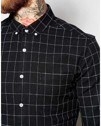 Chemise à manches longues à carreaux noire Asos