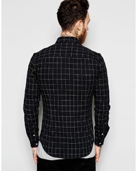 Chemise à manches longues à carreaux noire Asos