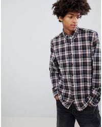 Chemise à manches longues à carreaux noire ASOS DESIGN