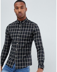 Chemise à manches longues à carreaux noire ASOS DESIGN