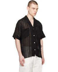 Chemise à manches longues à carreaux noire Tanaka