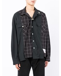 Chemise à manches longues à carreaux noire Maison Mihara Yasuhiro