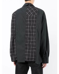 Chemise à manches longues à carreaux noire Maison Mihara Yasuhiro