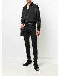 Chemise à manches longues à carreaux noire Amiri