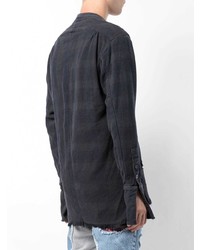 Chemise à manches longues à carreaux noire Greg Lauren