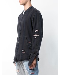 Chemise à manches longues à carreaux noire Greg Lauren