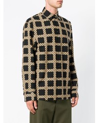 Chemise à manches longues à carreaux noire Marni