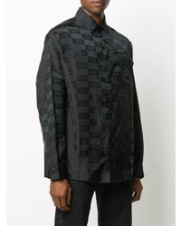 Chemise à manches longues à carreaux noire 424