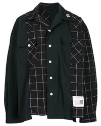 Chemise à manches longues à carreaux noire Maison Mihara Yasuhiro