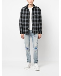 Chemise à manches longues à carreaux noire Amiri