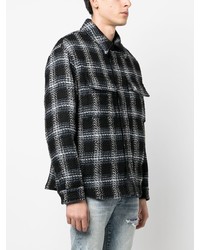 Chemise à manches longues à carreaux noire Amiri