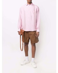 Chemise à manches longues à carreaux rose Jacquemus