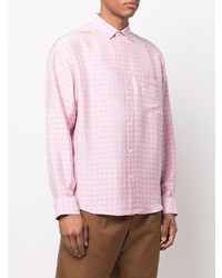 Chemise à manches longues à carreaux rose Jacquemus