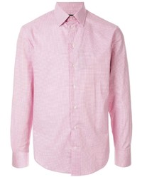 Chemise à manches longues à carreaux rose Emporio Armani