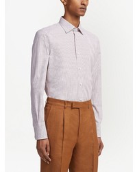 Chemise à manches longues à carreaux rose Zegna