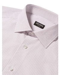 Chemise à manches longues à carreaux rose Zegna