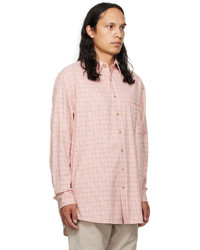 Chemise à manches longues à carreaux rose Acne Studios