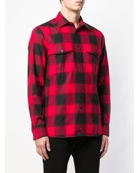 Chemise à manches longues à carreaux rouge et noir Calvin Klein