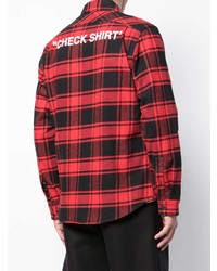 Chemise à manches longues à carreaux rouge et noir Off-White