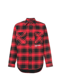 Chemise à manches longues à carreaux rouge et noir Off-White