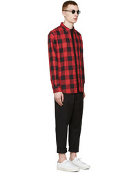 Chemise à manches longues à carreaux rouge et noir DSQUARED2