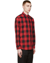 Chemise à manches longues à carreaux rouge et noir DSQUARED2