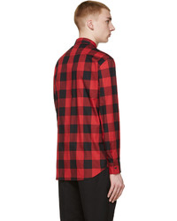 Chemise à manches longues à carreaux rouge et noir DSQUARED2