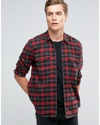 Chemise à manches longues à carreaux rouge Asos