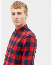 Chemise à manches longues à carreaux rouge Burton Menswear