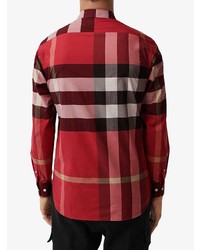 Chemise à manches longues à carreaux rouge Burberry