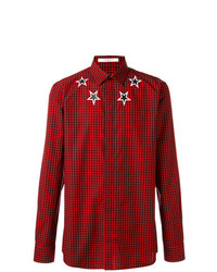 Chemise à manches longues à carreaux rouge Givenchy