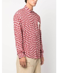 Chemise à manches longues à carreaux rouge Jacquemus