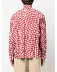 Chemise à manches longues à carreaux rouge Jacquemus