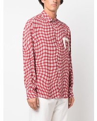 Chemise à manches longues à carreaux rouge Jacquemus