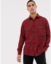 Chemise à manches longues à carreaux rouge Mennace