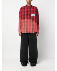 Chemise à manches longues à carreaux rouge Vetements