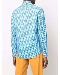 Chemise à manches longues à carreaux turquoise Marni