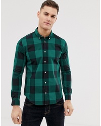 Chemise à manches longues à carreaux vert foncé Barbour International