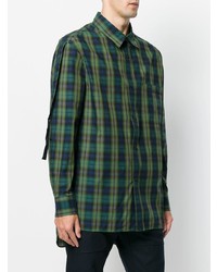 Chemise à manches longues à carreaux vert foncé Lanvin