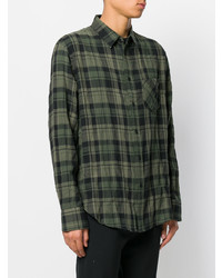 Chemise à manches longues à carreaux vert foncé rag & bone