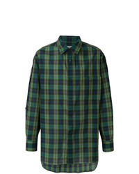 Chemise à manches longues à carreaux vert foncé Lanvin