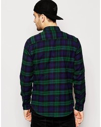 Chemise à manches longues à carreaux vert foncé Asos