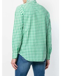 Chemise à manches longues à carreaux vert menthe Finamore 1925 Napoli