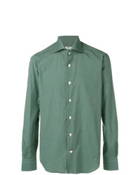 Chemise à manches longues à carreaux verte Kiton